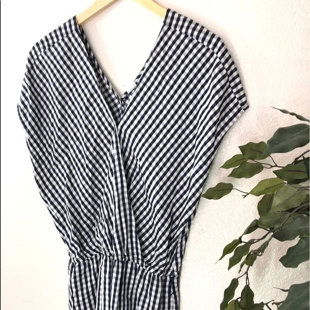 Navy and White Checkered Gap Romper